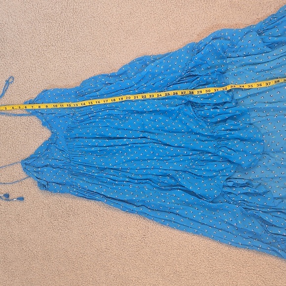 Karina Grimaldi Blue Floral High Low Spaghetti Strap Dress Size Medium - Picture 10 of 13